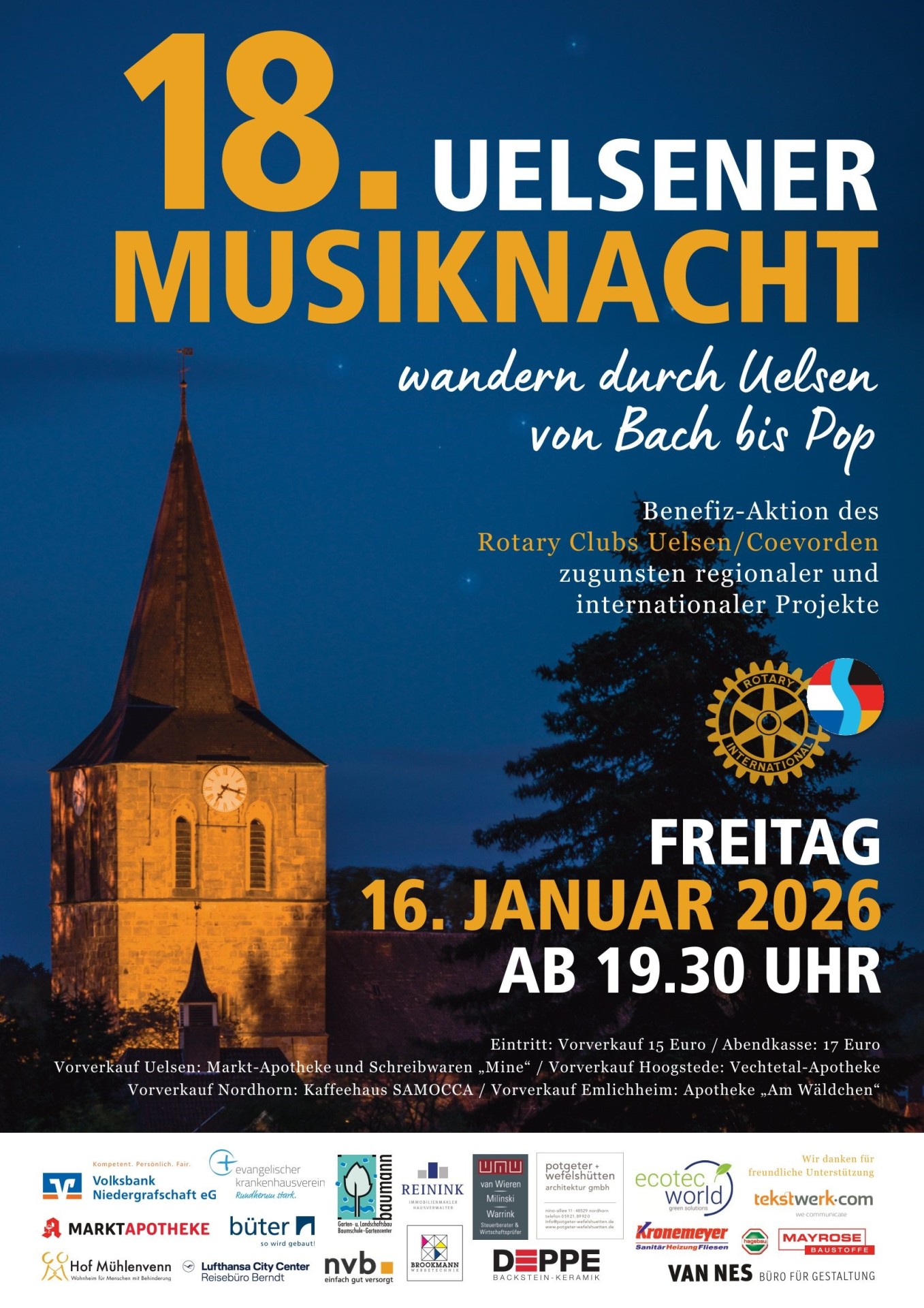 Poster Uelsener Musiknacht with all important dates