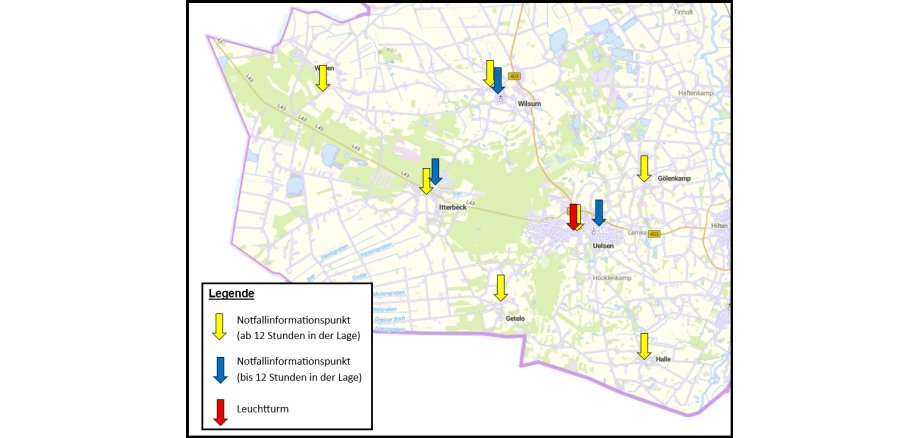 Map with the emergency information points