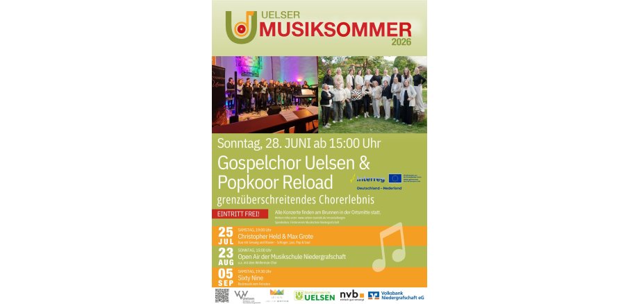 Promotional poster for the performance by the Uelsen Gospel Choir and Popkoor Reload