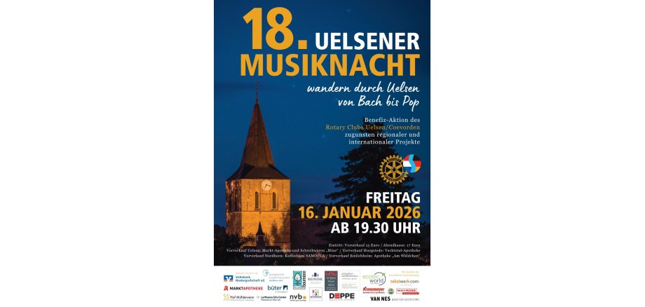 Cartel Uelsener Musiknacht con todas las fechas importantes