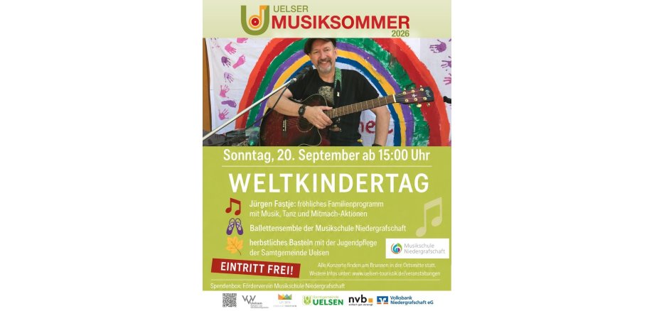 Cartel publicitario del Día Mundial de la Infancia con motivo del «Uelser Musiksommer»
