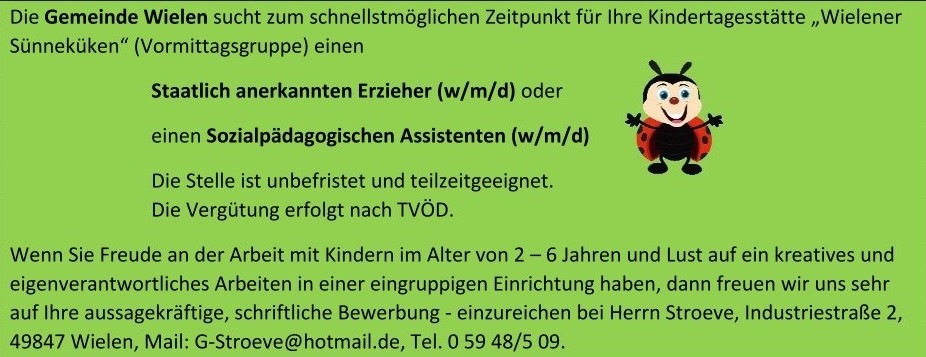 Texto del anuncio a petición del municipio de Wielen