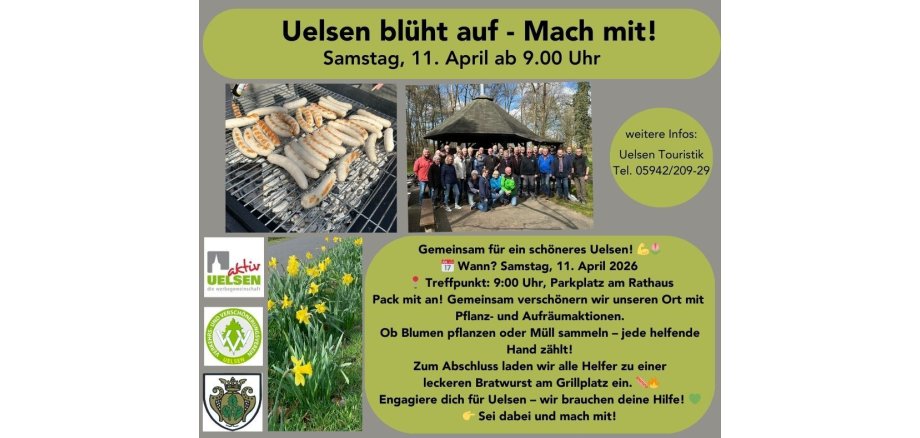 Reclame voor Uelsen bloeit met alle relevante informatie