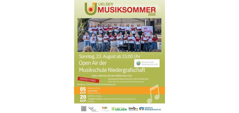 Aanmelding voor het festival van de muziekschool Niedergrafschaft in het kader van de Uelser Musiksommer