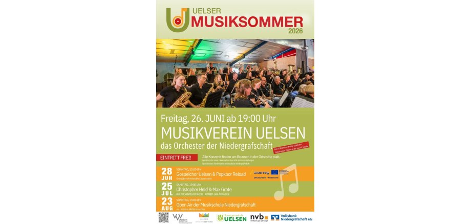 Affiches van de Uelser Musiksommer - Muziekvereniging Reclame voor het optreden van de muziekvereniging tijdens de Uelser Musiksommer
