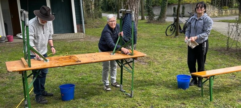 De biertentsets zijn schoongemaakt