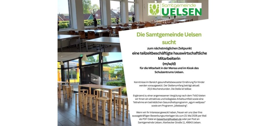 Advertentie voor de vacature van een werknemer in de kantine