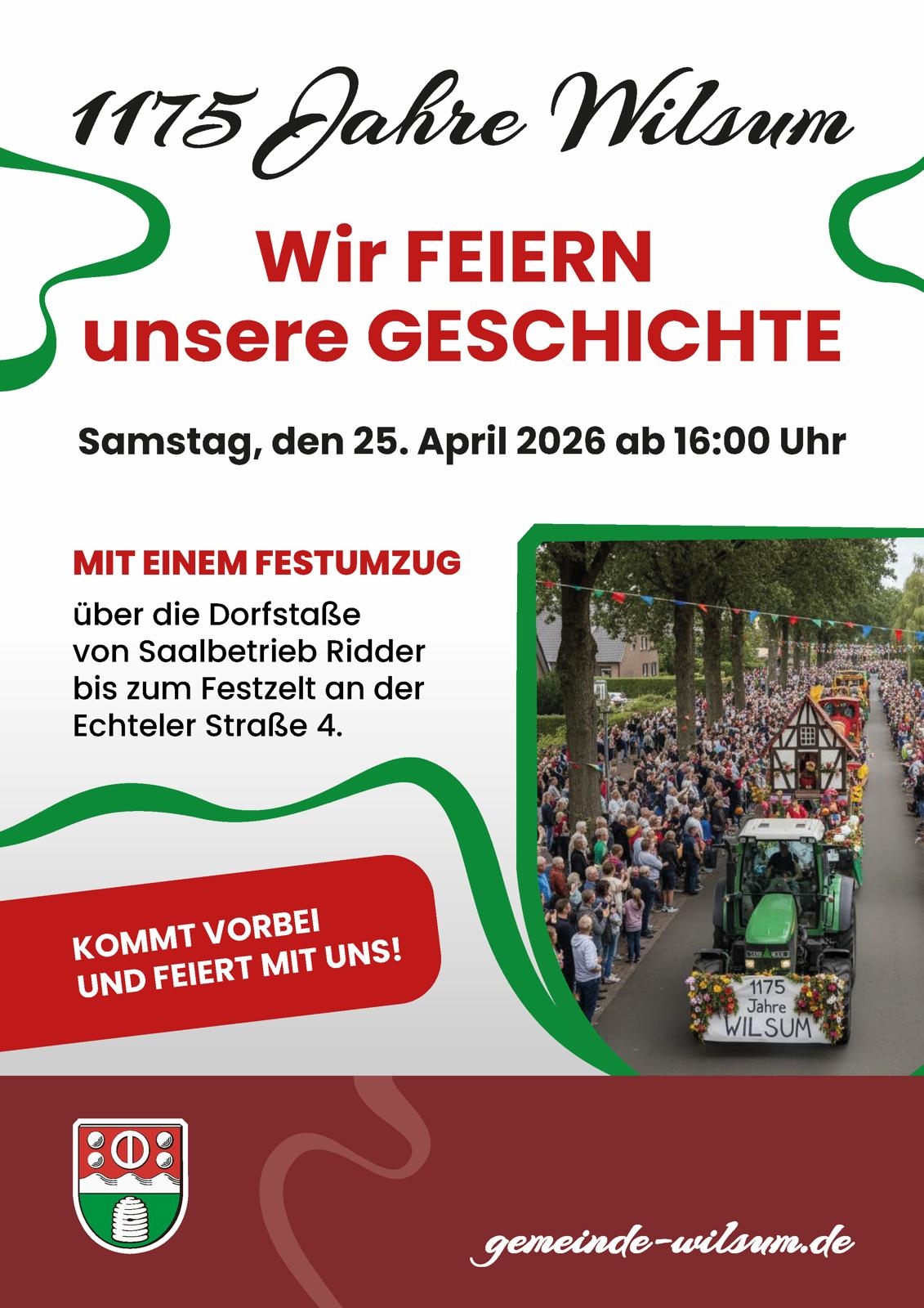 Werbung für den Festumzug in Wilsum