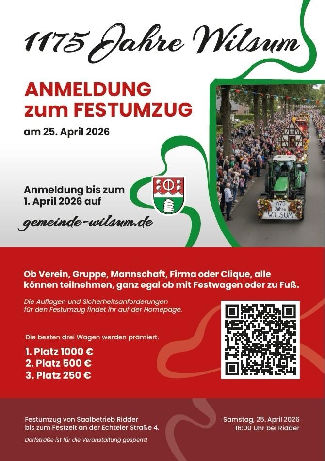 Plakat zum Festumzug 1175 Jahre Wilsum 
