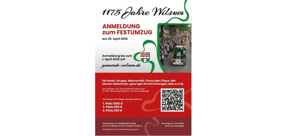 Plakat zum Festumzug 1175 Jahre Wilsum 