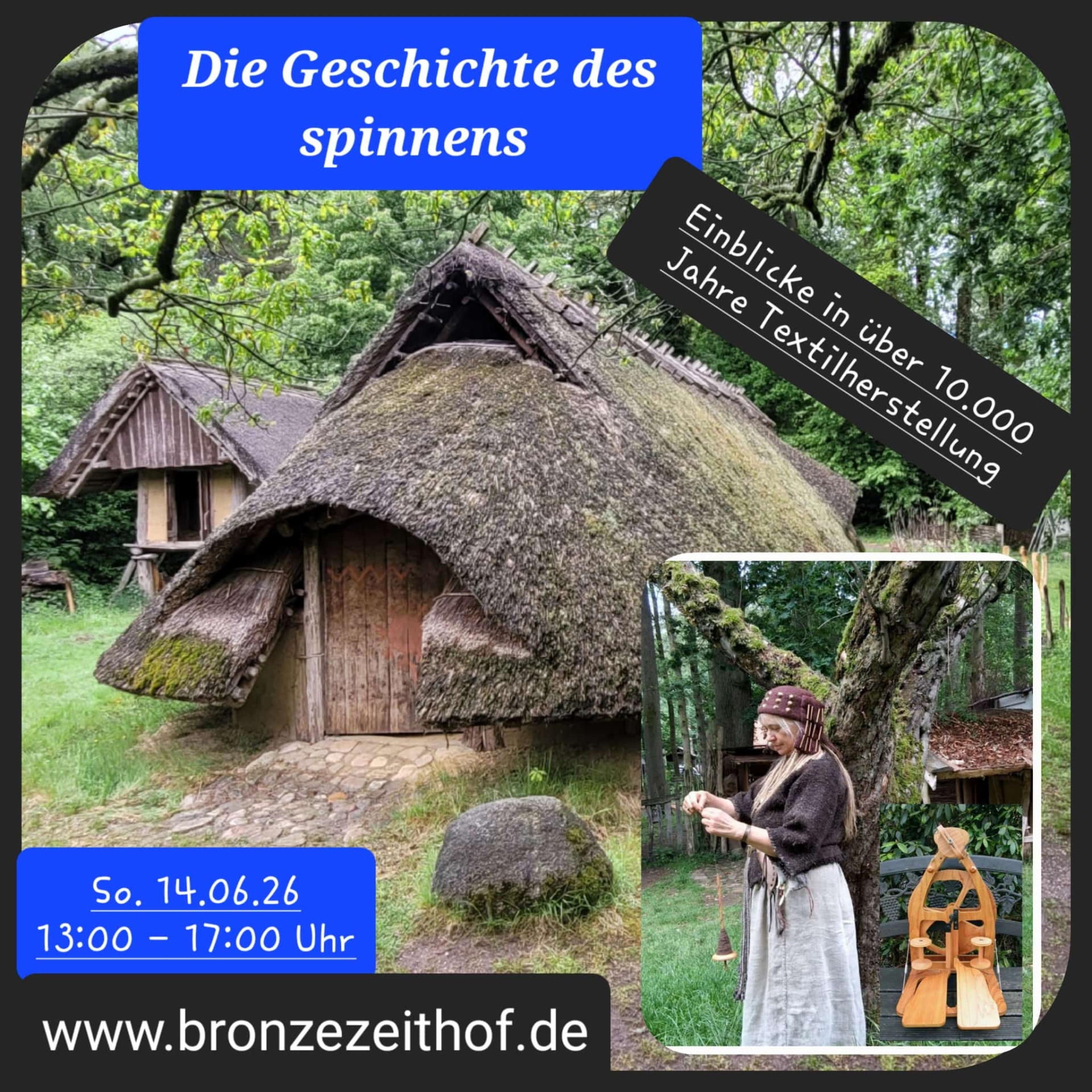 Werbung für die Veranstaltung Die Geschichte des Spinnens