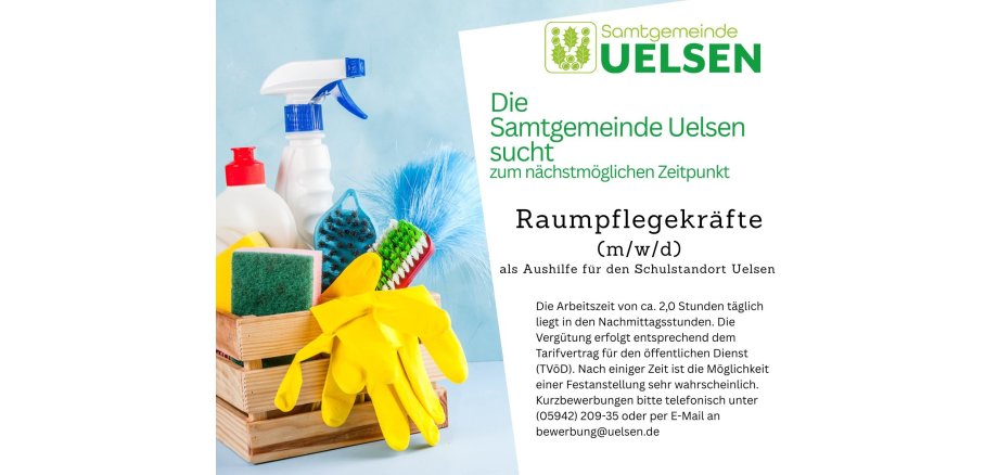 Stellenanzeige Raumpflegekräfte