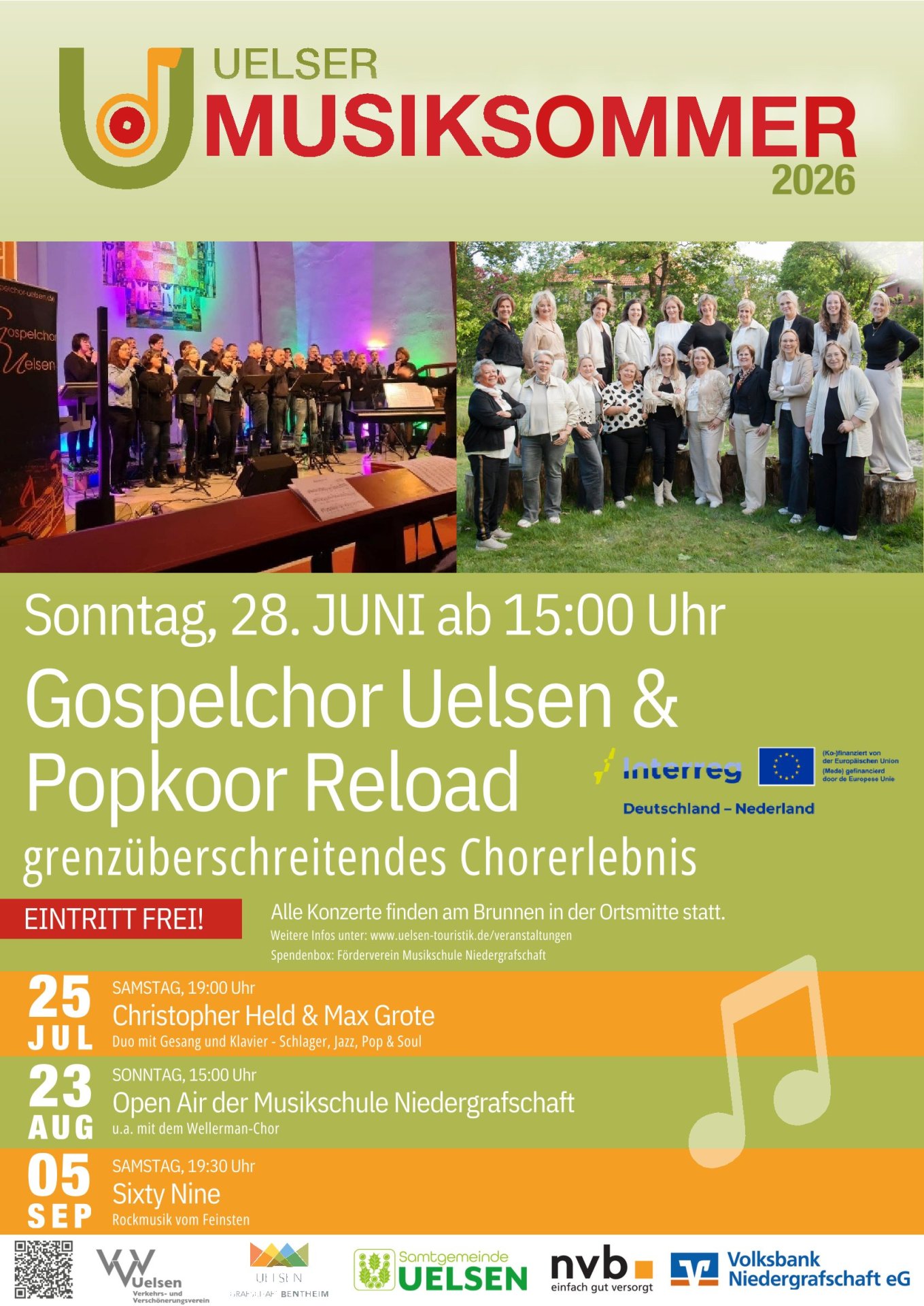 Werbeplakat für den Auftritt Gospelchor Uelsen Und Popkoor Reload