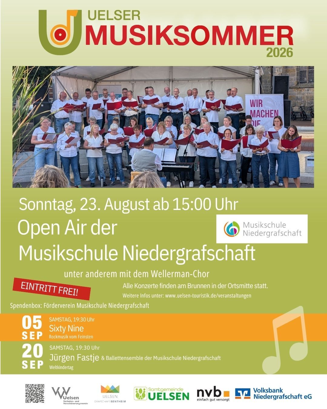 Bewerbung für das Festival der Musikschule Niedergrafschaft zum Uelser Musiksommer