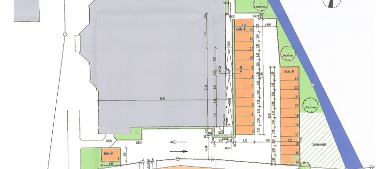 Plan der Außenanlagen der Sporthalle Wilsum 