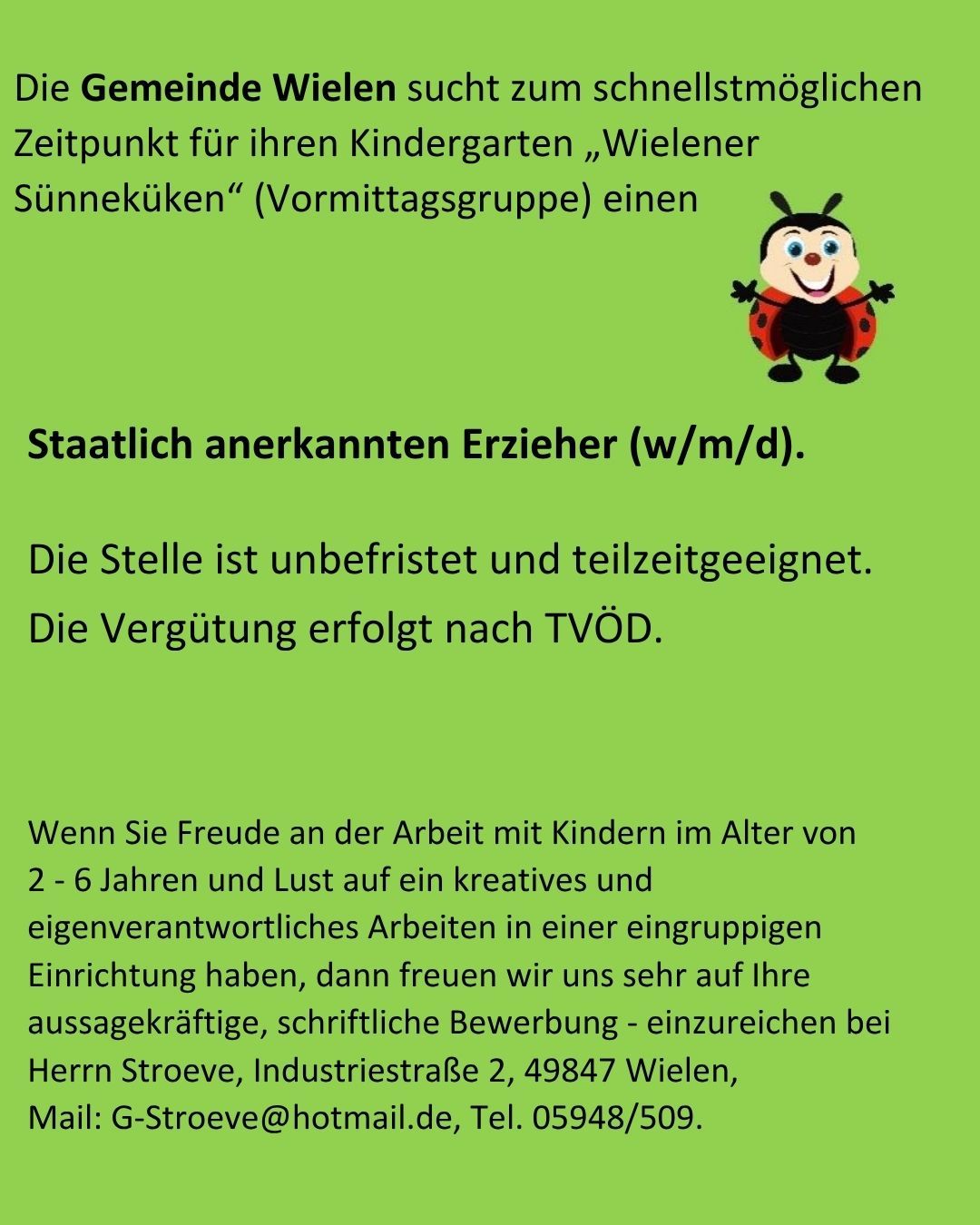 Stellenbeschreibung der Gemeinde Wielen